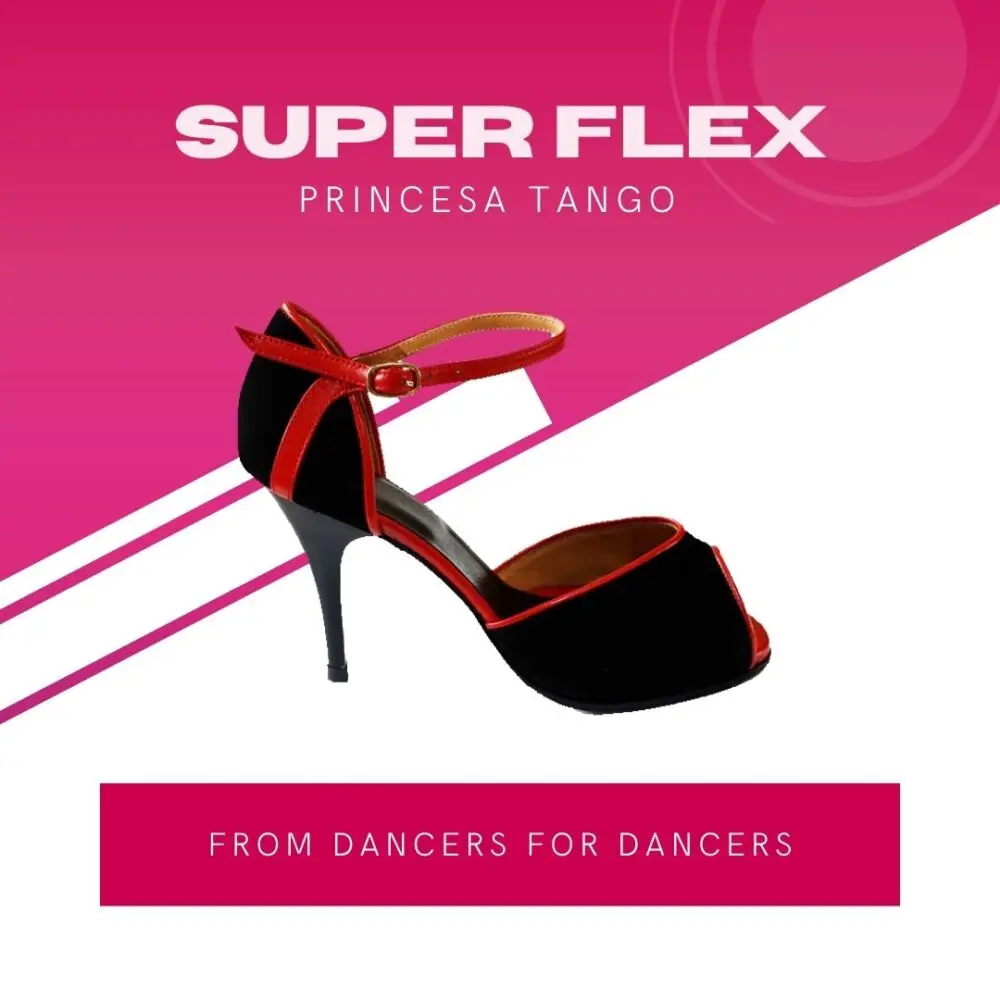 Delgado Comunista solapa Zapatos de tango - Zapatos de baile profesionales - Super Flex